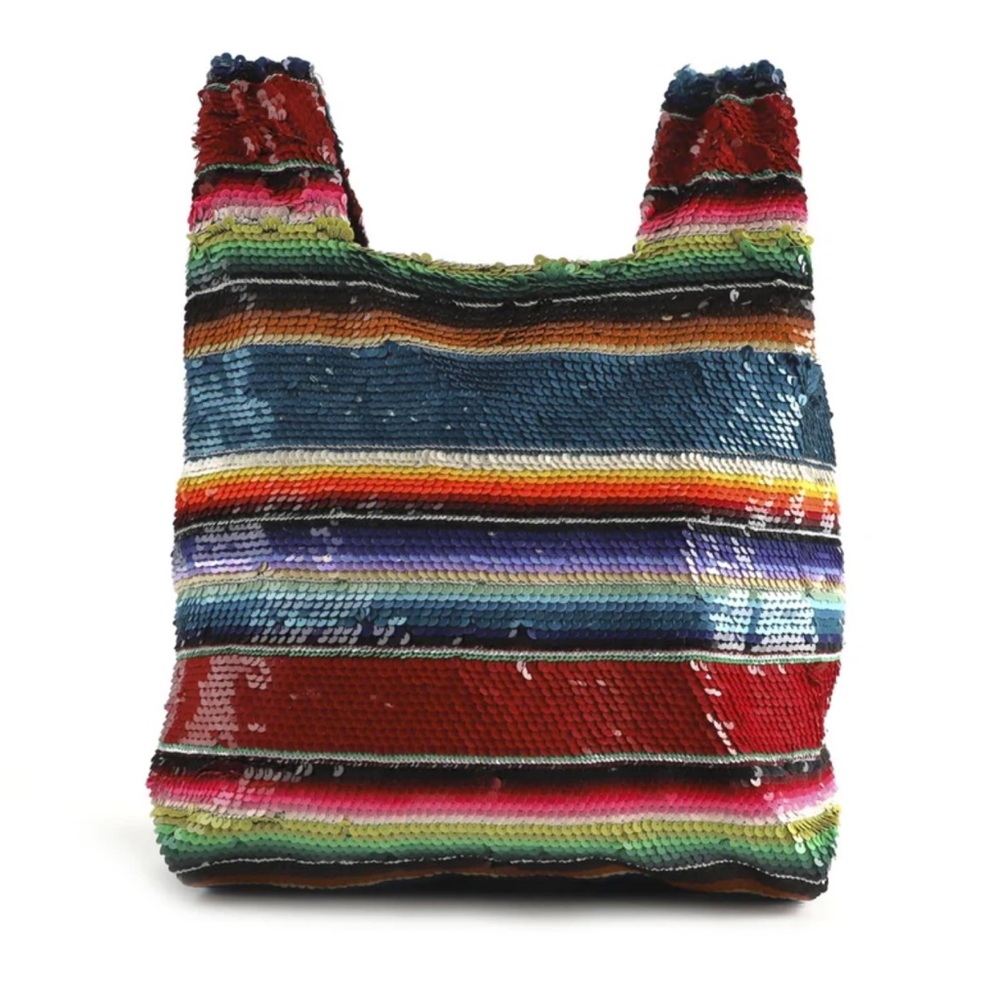 ASHISH multi stripe sequin bag